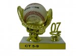 Gold Baseball Glove Holder on Marble Base with Year Date